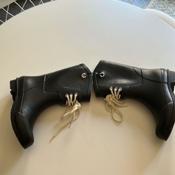 Nomad Lace-Up Detail Rubber Rain Boots - KellyB, Black, Size 7, NWOT - Picture 4 of 11